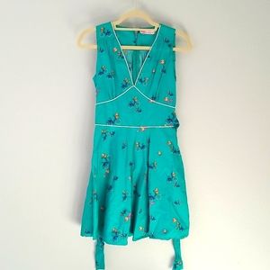 MODCLOTH Trollied dolly bicycle flower print dress sz XS retro